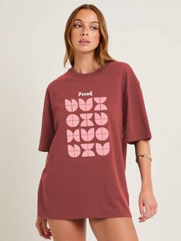 PRONK - Mauve Women's Oversized Cotton T-Shirt
