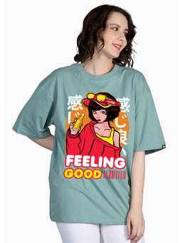 PRONK - Green Women's Oversized Cotton T-Shirt