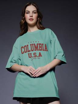 PRONK - Green Women's Oversized Cotton T-Shirt