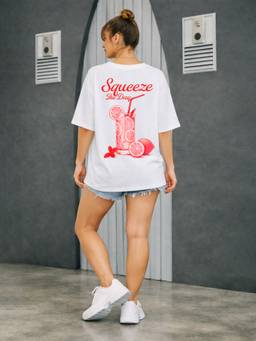PRONK - White Women's Oversized Cotton T-Shirt