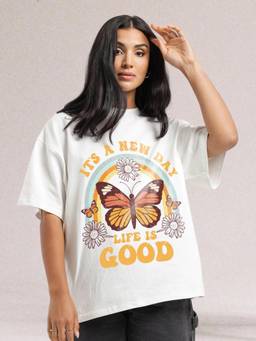 PRONK - White Women's Oversized Cotton T-Shirt