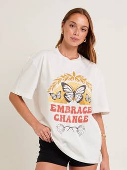 PRONK - White Women's Oversized Cotton T-Shirt