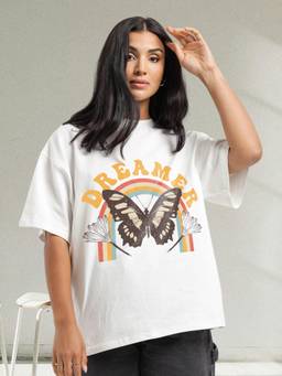 PRONK - White Women's Oversized Cotton T-Shirt