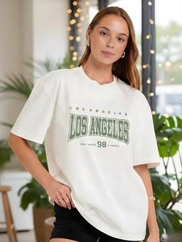PRONK - White Women's Oversized Cotton T-Shirt