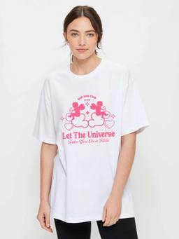PRONK - White Women's Oversized Cotton T-Shirt