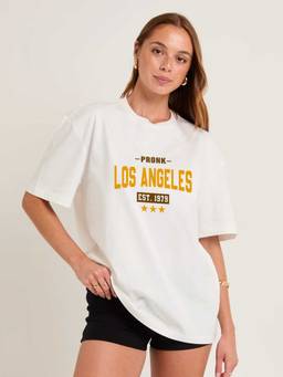 PRONK - White Women's Oversized Cotton T-Shirt