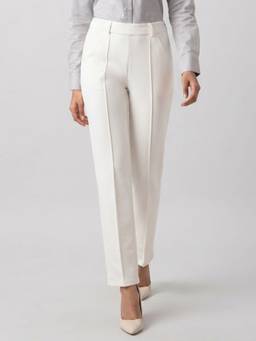 Spykar - Women Off White Straight Fit High Rise Trouser
