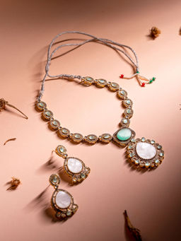 VIRAASI - Gold Plated Stone Stud Jewellery Set