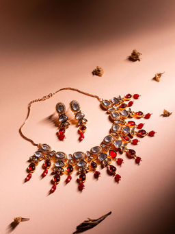 VIRAASI - Gold Plated Stone Stud Jewellery Set
