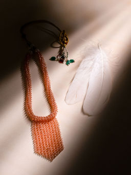 VIRAASI - Crystal Beaded Orange Necklace