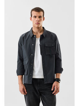 Snitch - Black Solid Regular Casual Jacket