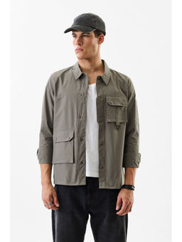 Snitch - Grey Solid Regular Casual Jacket