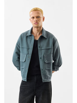 Snitch - Teal Textured Relaxed Casual Shacket