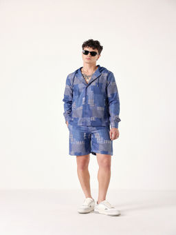Muvazo - Blue Offbeat Patch Linen Co-Ord