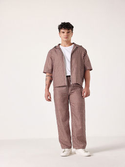 Muvazo - Brown Verano Check Hoody Co-Ord