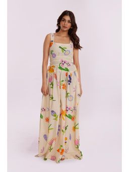 Poppi - Lupine Printed Ruched Maxi Dress
