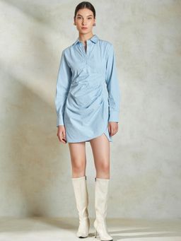 Virgio - Pleat Detail Striped Dress