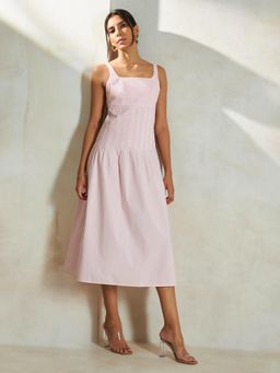 Virgio - Pintuck Cotton Midi Dress