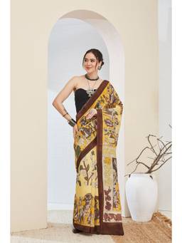 RACHNA - Ethnic Design Silk Blend Yellow Ready to Wear Saree