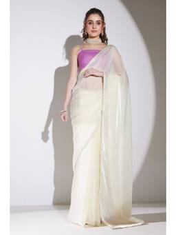 RACHNA - Solid Tissue White Ready To Wear Saree