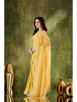 RACHNA - Solid Silk Blend Yellow Ready to Wear Saree
