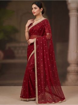Tankori - Organza Silk Rich Pallu Elegant Occasion Maroon Saree