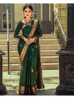 Mirraw - Elegant Green Art Silk Woven Saree