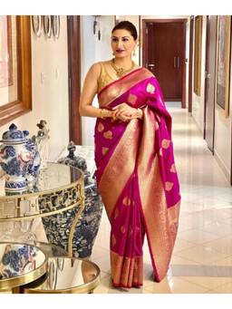 Mirraw - Elegant Pink Art Silk Woven Saree