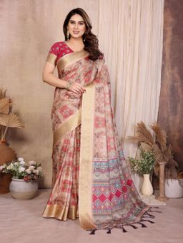 Tankori - Cotton Bandhej Comfortable Daily Wear Pink Saree