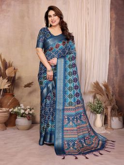 Tankori - Chiffon Bandhej Printed Elegant Occasion Wear Blue Saree
