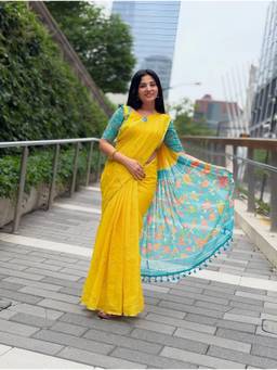 Tankori - Gajanand Georgette Elegant Yellow Saree