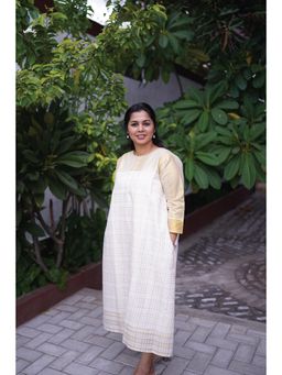 Putchi - Silk Cotton Woven Round Neckline Aathira Checked Feeding Dress