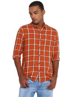 Lee - Men Rust Checked Slim Fit Shirt