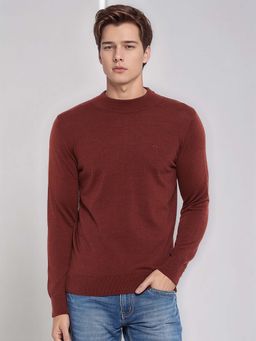 98 Degree North - Maroon Elegant Men's Merino Wool Blend Sweater