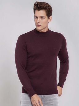 98 Degree North - Wine Elegant Men's Merino Wool Blend Sweater