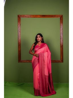 Naaritva Banaras - Pink Khaddi Chiffon Silk Handwoven Banaras Saree with Unstitched Blouse