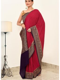 Naaritva Banaras - Pink Crepe Silk Handwoven Banaras Saree with Unstitched Blouse