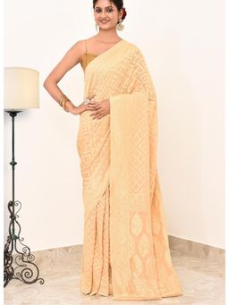 Naaritva Banaras - Peach Khadi Silk Handwoven Banaras Saree with Unstitched Blouse