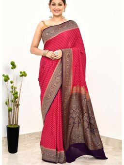 Naaritva Banaras - Pink Khaddi Silk Handwoven Banaras Saree with Unstitched Blouse