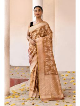 Naaritva Banaras - Beige Handwoven Banarasi Katan Silk Saree with Unstitched Blouse