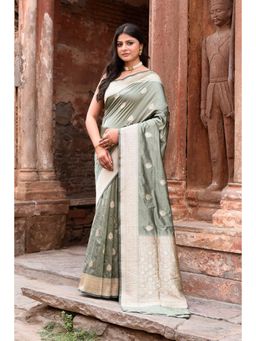 Naaritva Banaras - Green Pure Banarasi Katan Silk Saree with Unstitched Blouse