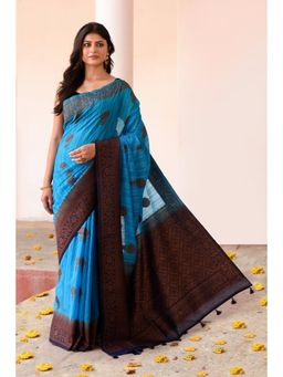 Naaritva Banaras - Blue Banarasi Katan Silk Saree with Unstitched Blouse