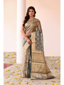 Naaritva Banaras - Grey Pure Tissue Silk Saree with Unstitched Blouse
