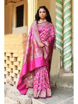 Naaritva Banaras - Elegant Pink Handwoven Banarasi Silk Saree with Unstitched Blouse