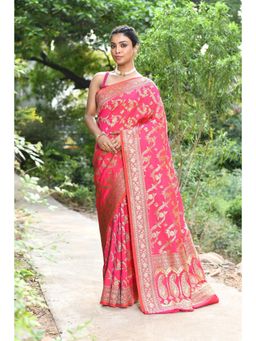 Naaritva Banaras - Handwoven Pink Banarasi Silk Saree with Unstitched Blouse