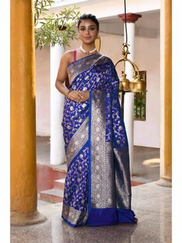 Naaritva Banaras - Handwoven Royal Blue Banarasi Silk Saree with Unstitched Blouse