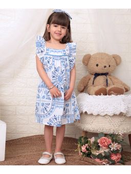 Beebay - Kid Girl's Seashell Print Dress With Lace Insert
