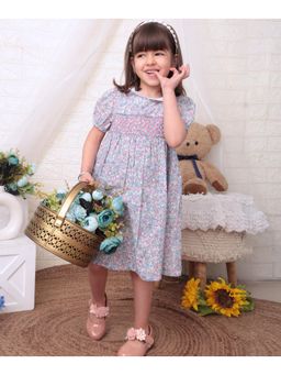 Beebay - Kid Girl's Smocking Embroidered Peret Pan Collar Dress