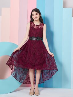 PSPeaches - Wine lace Dresses For Girls