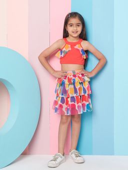 PSPeaches - Redmulti Skirt with Top For Girls (Set of 2)